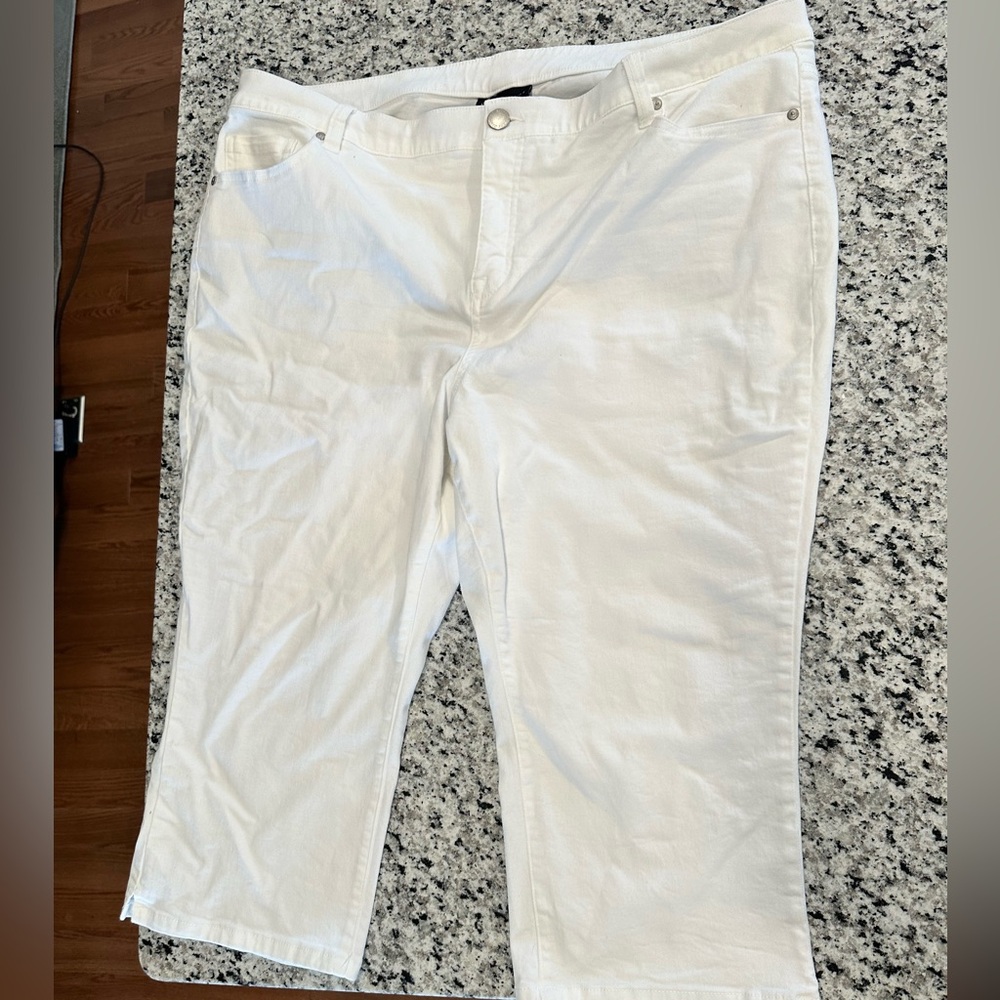 Lane Bryant women’s Capri white jeans